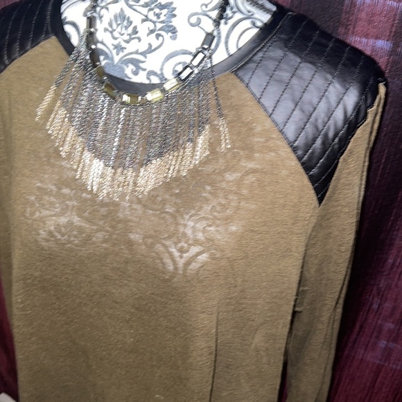 Faux Leather Sleeve Top - Picture 2 of 4